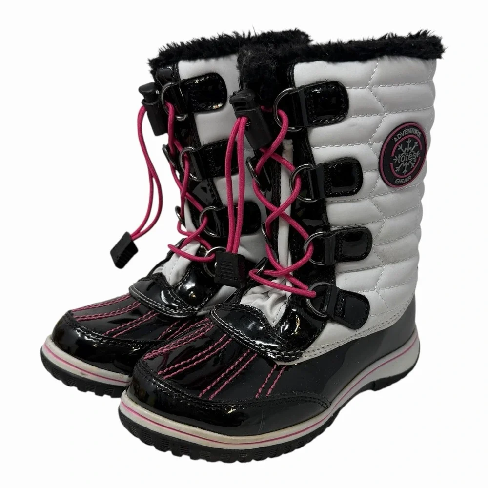 Totes Adventure Gear Girls Black & White Weatherproof Winter Boots - Size 12